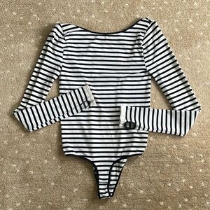 Striped body suit